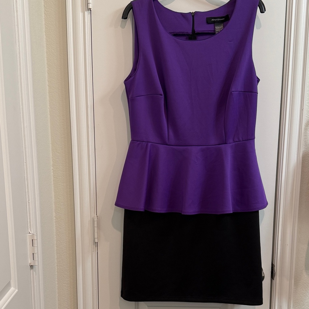Forever 21 Vibrant Purple and Black Peplum Mini Dress